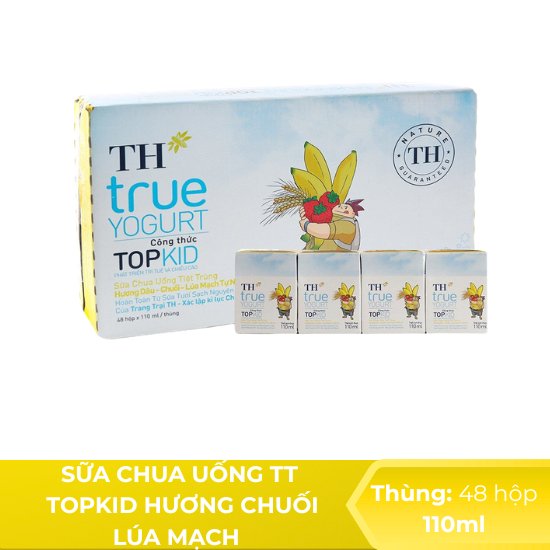 Sữa Chua uống Thanh Trùng topkid hương chuối lúa mạch 110ml  - thùng 48 hộp 