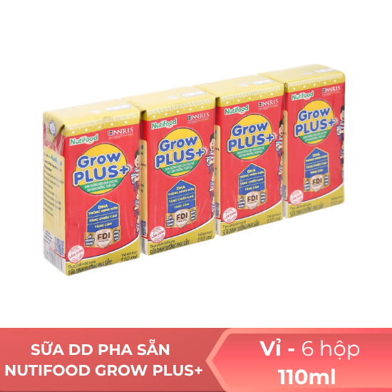 Sữa dinh dưỡng pha sẵn GrowPlus+ đỏ hộp 110ml - vỉ 4 hộp