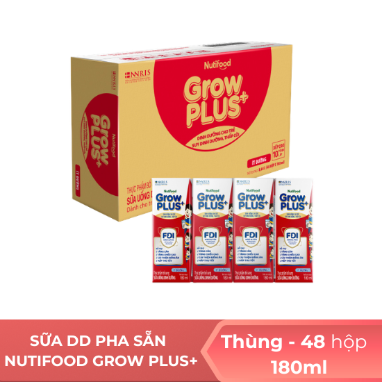 Sữa dinh dưỡng pha sẵn GrowPlus+ đỏ hộp 180ml - vỉ 4 hộp