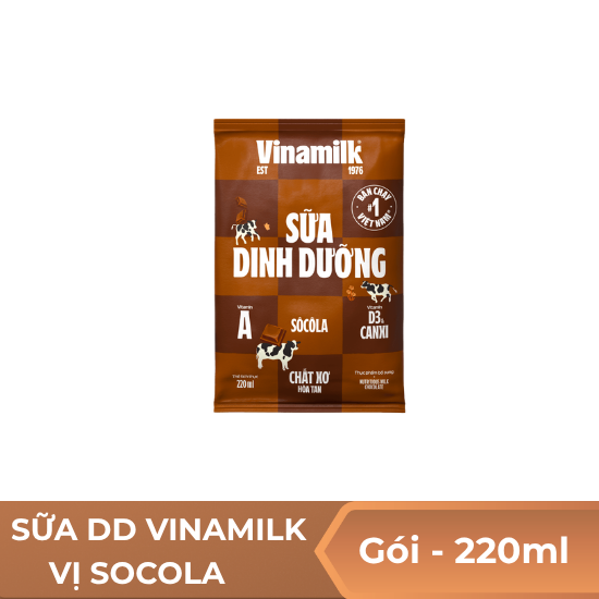 Sữa dinh dưỡng Vinamilk socola - gói 220ml