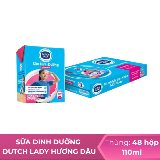 Sữa tươi dinh dưỡng Dutch Lady hương dâu 110ml - thùng 48 hộp