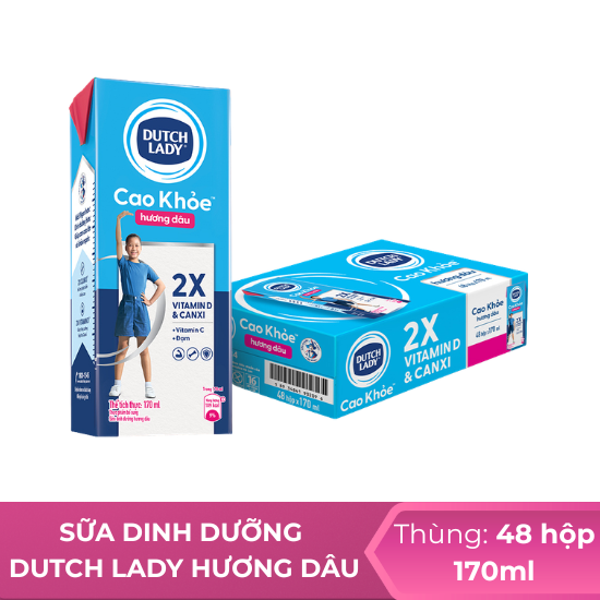 Sữa tươi dinh dưỡng Dutch Lady hương dâu 170ml - thùng 48 hộp