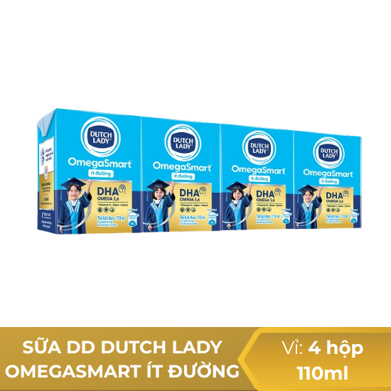 Sữa tươi dinh dưỡng Dutch Lady omegasmart ít đường -  110ml
