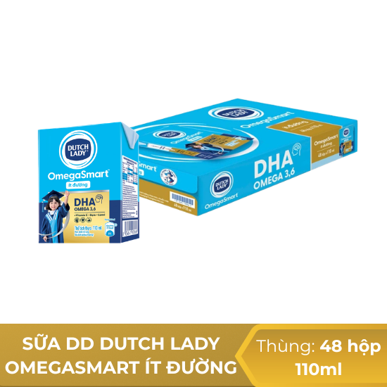 Sữa tươi dinh dưỡng Dutch Lady omegasmart ít đường 110ml - thùng 48 hộp