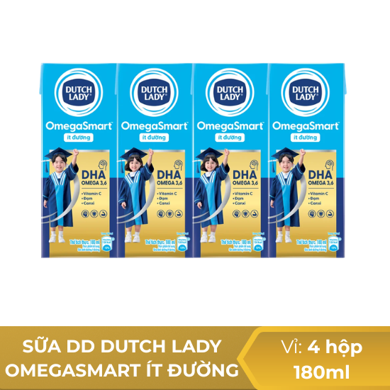 Sữa tươi dinh dưỡng Dutch Lady omegasmart ít đường - 180ml