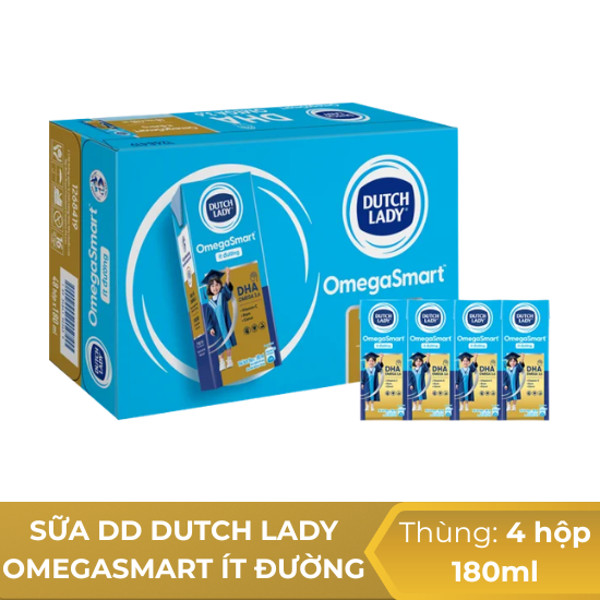Sữa tươi dinh dưỡng Dutch Lady Omegasmart ít đường 180ml - thùng 48 hộp