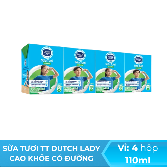 Sữa tươi tiệt trùng Dutch Lady Cao Khoẻ có đường - 110ml