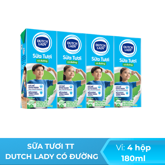 Sữa tươi tiệt trùng  Dutch Lady có đường - 180ml