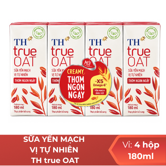 Sữa Yến mạch vị tự nhiên TH true OAT 180ml - Vỉ 4 hộp