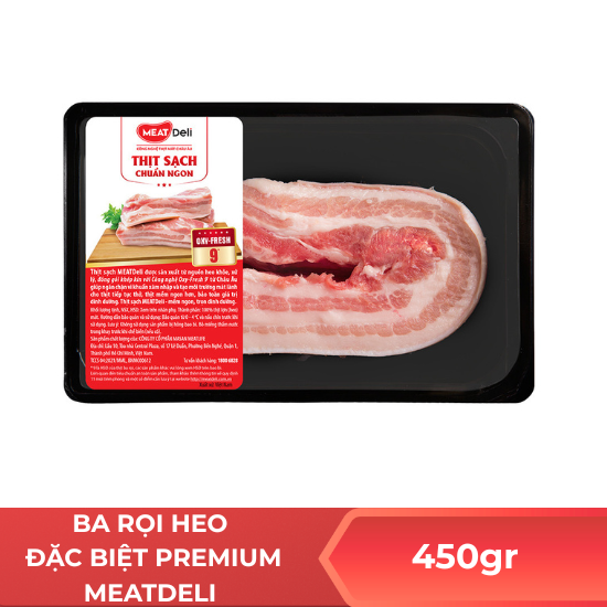 Thịt ba rọi heo đặc biệt premium MEATdeli - 450gr
