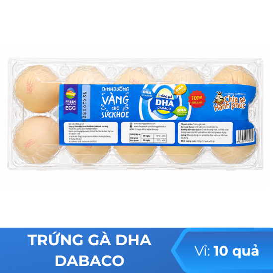 Trứng gà DHA Dabaco - hộp 10 quả