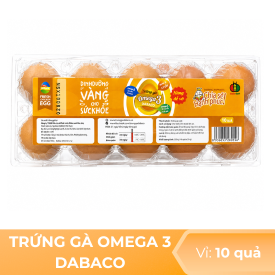 Trứng gà Omega 3 Dabaco - vỉ 10 quả