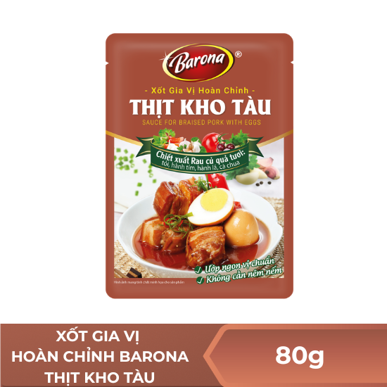 Xốt gia vị hoàn chỉnh Barona thịt kho tàu - 80g