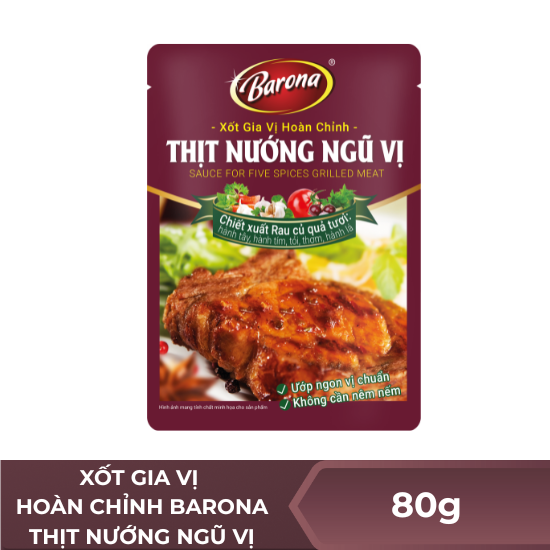 Xốt gia vị hoàn chỉnh Barona thịt nướng ngũ vị - 80g